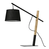 Lampy stojące - Drewniana lampa stołowa GARDA AZ5644 Azzardo abażur metal czarny - miniaturka - grafika 1