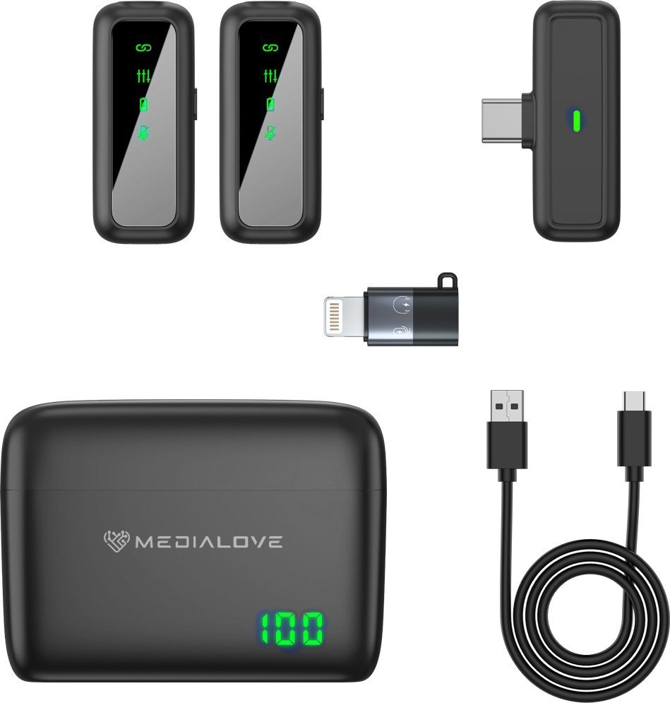 Mikrofon Medialove Mikrofony Medialove bezprzewodowe krawatowe SX6 + powerbank