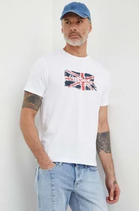 Pepe Jeans t-shirt bawełniany Clag męski kolor biały z nadrukiem - Koszulki męskie - miniaturka - grafika 1