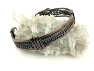 Bransolety męskie - Męska bransoleta z drutu miedzianego, obwód 19 cm, regulowany, waga 22 gramy, znak Byka i Strzelca, rękodzieło - miniaturka - grafika 1