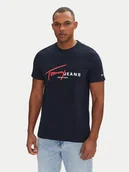 Koszulki męskie - Tommy Jeans T-Shirt Signature Dna DM0DM20817 Granatowy Regular Fit - miniaturka - grafika 1
