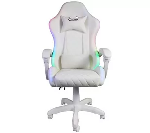 Cobra WS8153 Gamingowy do 120kg Skóra ECO Oświetlenie RGB Głośniki Bluetooth Biały - Fotele gamingowe - miniaturka - grafika 1