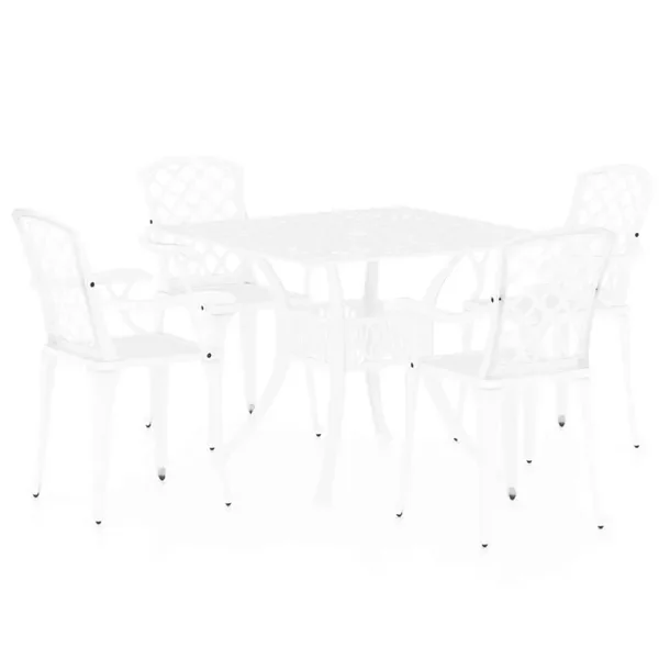 Zestaw Mebli Bistro z Odlewanego Aluminium Biały 61x60x93cm, 90x90x73cm