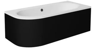 Czarno-biała wanna asymetryczna akrylowa z obudową Avita Besco 180 cm Prawa - Wanny - miniaturka - grafika 1