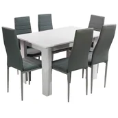 Stoły z krzesłami - Zestaw Stół Modern 120 Biały I 6 Szarych Krzeseł Nicea - miniaturka - grafika 1