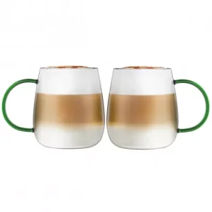 Vialli Design Komplet szklanek z zielonym uchem Bolla 1142 2 x 400 ml - Szklanki - miniaturka - grafika 1