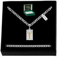 Naszyjniki męskie - Srebrny Męski Naszyjnik Z Zawieszką Pr. 925 Grawer - miniaturka - grafika 1