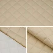 Pasmanteria - Eko Skóra Skaj Pikowany Tkanina Meblowa Materiał Tapicerski Beż 5X5 0,5Mb - miniaturka - grafika 1