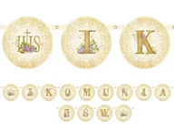 Balony i akcesoria - Baner, I Komunia Święta, złoty, 200 cm - miniaturka - grafika 1
