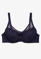 Biustonosze - Granatowy Biustonosz Full Cup z Koronką i Cyrkoniami Filipena - miniaturka - grafika 1