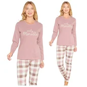 Piżamy damskie - PIŻAMA DAMSKA BAWEŁNIANA MORELLA DŁUGI RĘKAW DŁUGIE SPODNIE KRATKA BAWEŁNA ELEGANCKA KOBIECA WYGODNA XXL - miniaturka - grafika 1