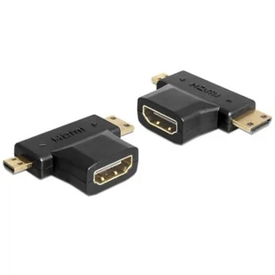 Delock Adapter HDMI (F) -> HDMI-C mini (M) + HDMI-D micro (M) 65446 - Adaptery i przejściówki - miniaturka - grafika 1