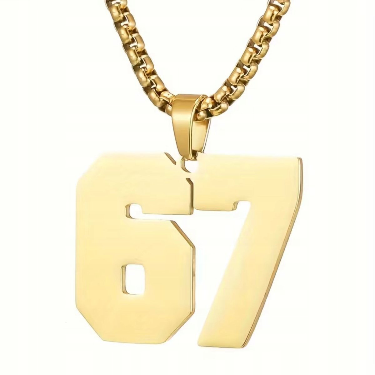 Naszyjnik 67 Viral Kolor Złoty Mem Biżuteria Zawieszka Six Seven