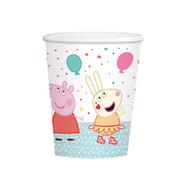 Dekoracje i nakrycia stołu na imprezę - Amscan, kubki Peppa Pig, papierowe, 250 ml, 8 szt. - miniaturka - grafika 1