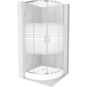 Kabiny prysznicowe - Mexen Rio kabina prysznicowa półokrągła 70x70 cm, pasy, chrom + brodzik Rio, biały - miniaturka - grafika 1
