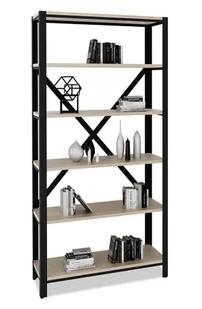 Regał loft z 6 półkami czarny + dąb sonoma Kiders - Półki do salonu - miniaturka - grafika 1