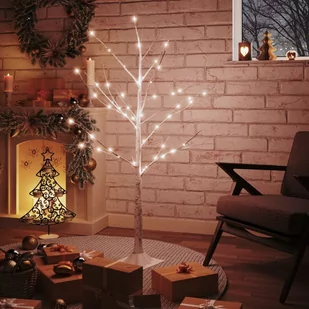 vidaXL Brzoza z oświetleniem, 48 ciepłych białych LED, 120 cm - Choinki - miniaturka - grafika 1