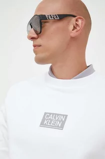 Bluzy męskie - Calvin Klein bluza bawełniana męska kolor biały z nadrukiem - grafika 1