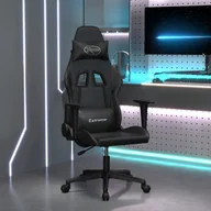 Fotele gamingowe - vidaXL Fotel dla gracza, czarny, sztuczna skóra - miniaturka - grafika 1