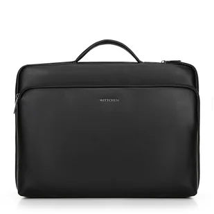 Torba na laptopa 16" z imitacji skóry z bocznym suwakiem czarna - Torebki damskie - miniaturka - grafika 1
