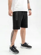 Spodenki męskie - KRÓTKIE SPODENKI MĘSKIE MATERIAŁOWE Dresowe Szorty POINT X TECH CZARNE M - miniaturka - grafika 1