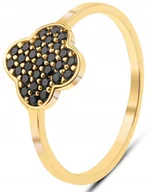 Pierścionki - ZŁOTY PIERŚCIONEK KONICZYNKA Z CZARNYMI KAMIENIAMI 585 14KT - miniaturka - grafika 1