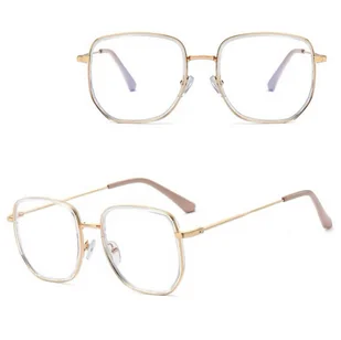 Damskie owalne okulary zerówki do komputera BLUE LIGHT na teleskopach 25155B Bezbarwny/Złoty - Okulary korekcyjne, oprawki, szkła - miniaturka - grafika 1