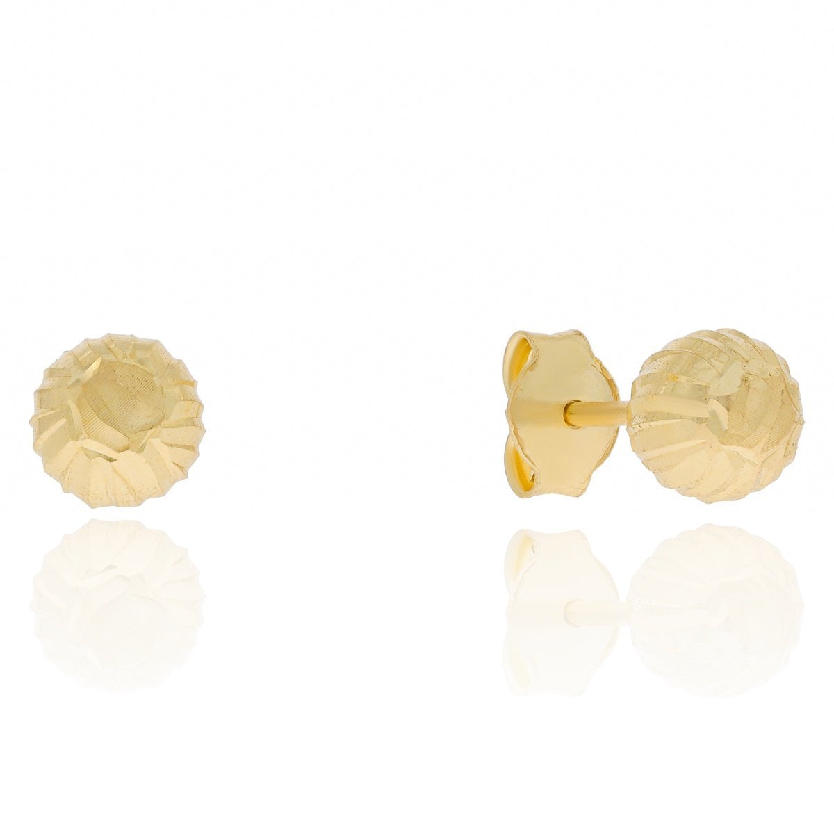 Złote kolczyki kulki grawerowane 6 mm sztyfty pr. 585