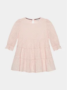 Tommy Hilfiger Sukienka codzienna Broderie Anglaise KG0KG07779 M Różowy Regular Fit - Sukienki i spódniczki dla dziewczynek - miniaturka - grafika 1