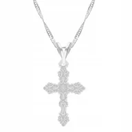 Łańcuszki - Łańcuszek srebrny naszyjnik 925 Krzyżyk Religia - miniaturka - grafika 1