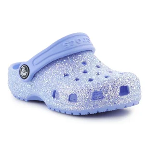 Klapki Crocs Classic Glitter Clog T Jr 206992-5Q6 niebieskie - Buty dla dziewczynek - miniaturka - grafika 1