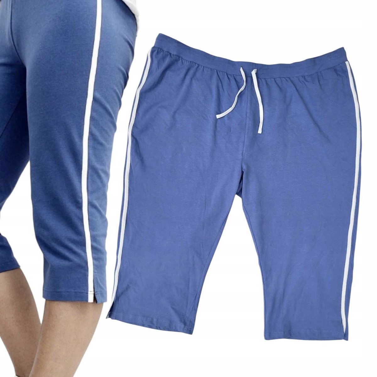 SPORTOWE LEGINSY 3/4 LAMPAS RYBACZKI JANINA niebieski 54 56 7xl 8xl BAWEŁNA