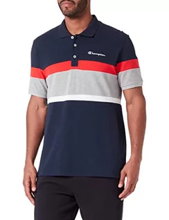 Koszulki męskie - Champion Męska koszulka polo Legacy Cotton Pique Color Block Shirt (granatowy/jasnoszary), XXL - grafika 1