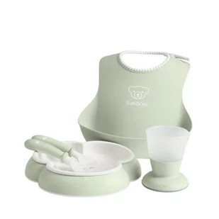Baby Bjorn Zestaw obiadowy, Powder Green - Zestawy naczyń dla dzieci - miniaturka - grafika 1