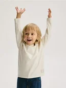 Bluzki dla chłopców - Reserved - Bawełniany longsleeve - złamana biel - miniaturka - grafika 1