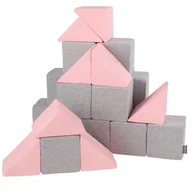 Maty edukacyjne - KiddyMoon Miękkie klocki 14cm mix: jasnoszary-różowy 24 - miniaturka - grafika 1