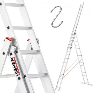 Drabina aluminiowa profesjonalna HIGHER 3x13 seria 73PRO - Drabiny - miniaturka - grafika 1