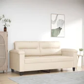 Sofy i kanapy - vidaXL Sofa 2-osobowa, beżowy, 140 cm, tapicerowana mikrofibrą - miniaturka - grafika 1