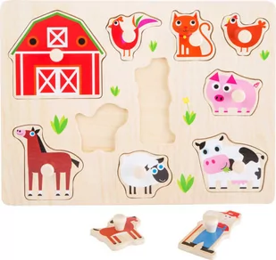 Small Foot by Legler setzpu zzle z drewna z dziesięciu kolorowymi elementami układanki z opisem enhof-motywami, praktycznym drewno gałka do chwytania i puzzle, motorykę precyzyjną oraz przyczynia się do cierpliwość, odpow - Układanki dla dzieci - miniaturka - grafika 1