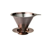 Zaparzacze i kawiarki - Hario Double Mesh Metal Dripper Metalowy dripper z filtrem różowe złoto - miniaturka - grafika 1