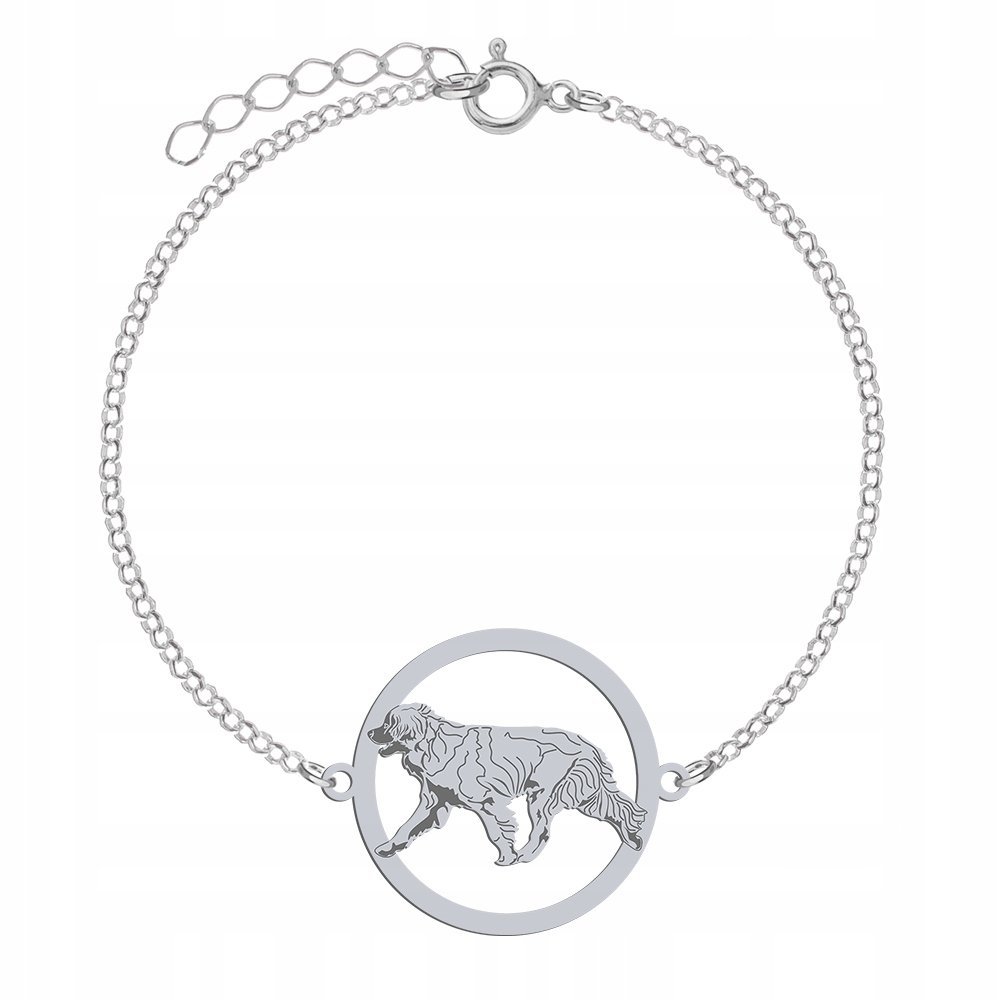 Bransoletka z psem Leonberger Srebro 925 Łańcuszek Kobieta GRAWER GRATIS