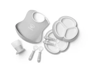 BABYBJORN - Zestaw obiadowy Dinnerware, 8 szt. - Grey one size - Zestawy naczyń dla dzieci - miniaturka - grafika 1
