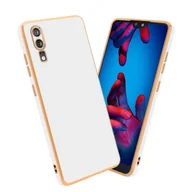 Etui i futerały do telefonów - Pokrowiec Do Huawei P20 Etui w Glossy Biały - Złoto TPU Silikonowe Obudowa Case Cover Cadorabo - miniaturka - grafika 1