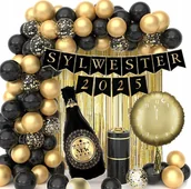 Balony i akcesoria - SYLWESTER balony dekoracje na Nowy rok baner kurtyna - miniaturka - grafika 1