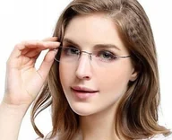 Okulary korekcyjne, oprawki, szkła - Okulary bezramkowe korekcyjne do czytania +1 - miniaturka - grafika 1