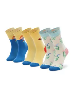 Skarpetki dla dzieci - Happy Socks Zestaw 3 par wysokich skarpet dziecięcych XKTRA08-2000 Niebieski - grafika 1