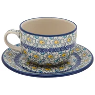 Filiżanki - FILIŻANKA do herbaty kawy 200 ml ze spodkiem - Ceramika Artystyczna Bolesławiec - miniaturka - grafika 1