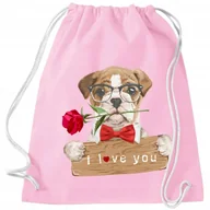Plecaki worki - WORKO-PLECAK RÓŻOWY Do Szkoły Na Buty I LOVE YOU Mix Grafiki Wz - miniaturka - grafika 1