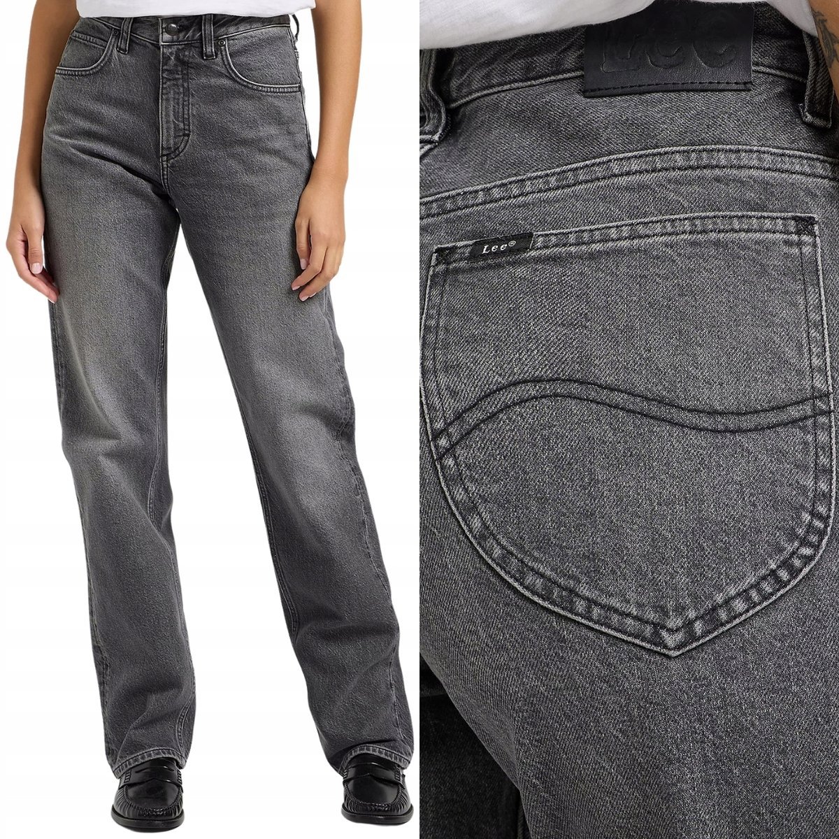 Lee RIDER CLASSIC wysokie proste luźne damskie spodnie jeansowe W28 L29
