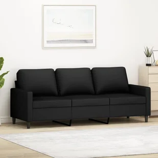 Sofa 3-osobowa, czarny, 180 cm, tapicerowana aksamitem - Sofy i kanapy - miniaturka - grafika 1
